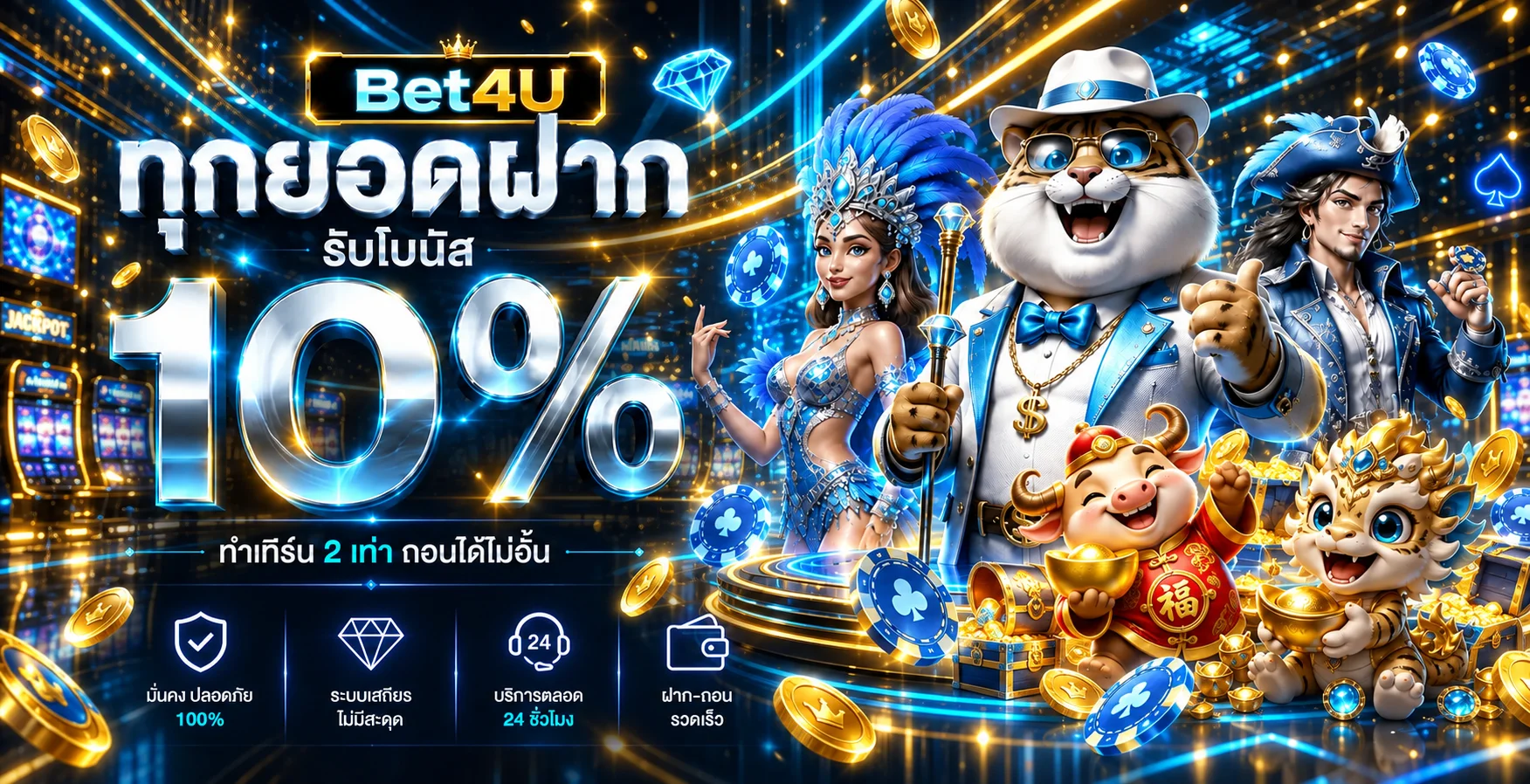 Bet4U สล็อตออนไลน์และโบนัสต้อนรับ